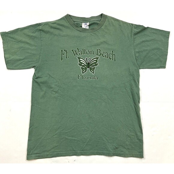 Vintage 90s Ft. Walton Beach Florida Butterfly Souvenir Tee Made in USA Medium - Picture 1 of 6